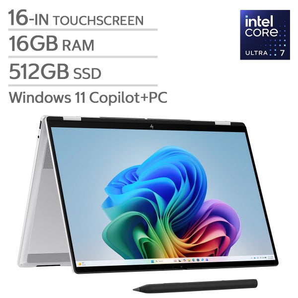 HP OmniBook X Flip Copilot+ PC 16-in. Touchscreen Laptop, Intel Core Ultra 7 355, 16GB RAM, 512 GB SSD