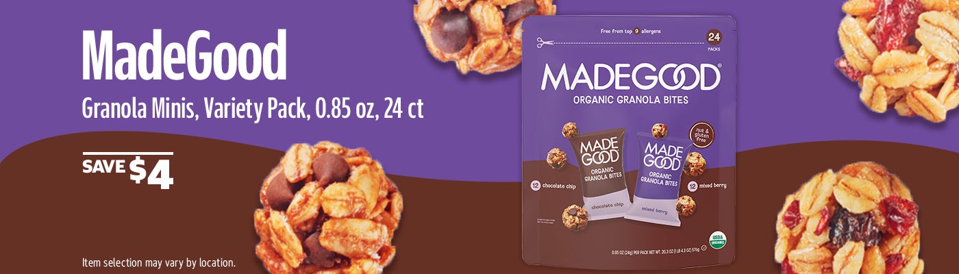 SAVE $4 on MadeGood Granola Minis, Variety Pack, 0.85 oz, 24 ct