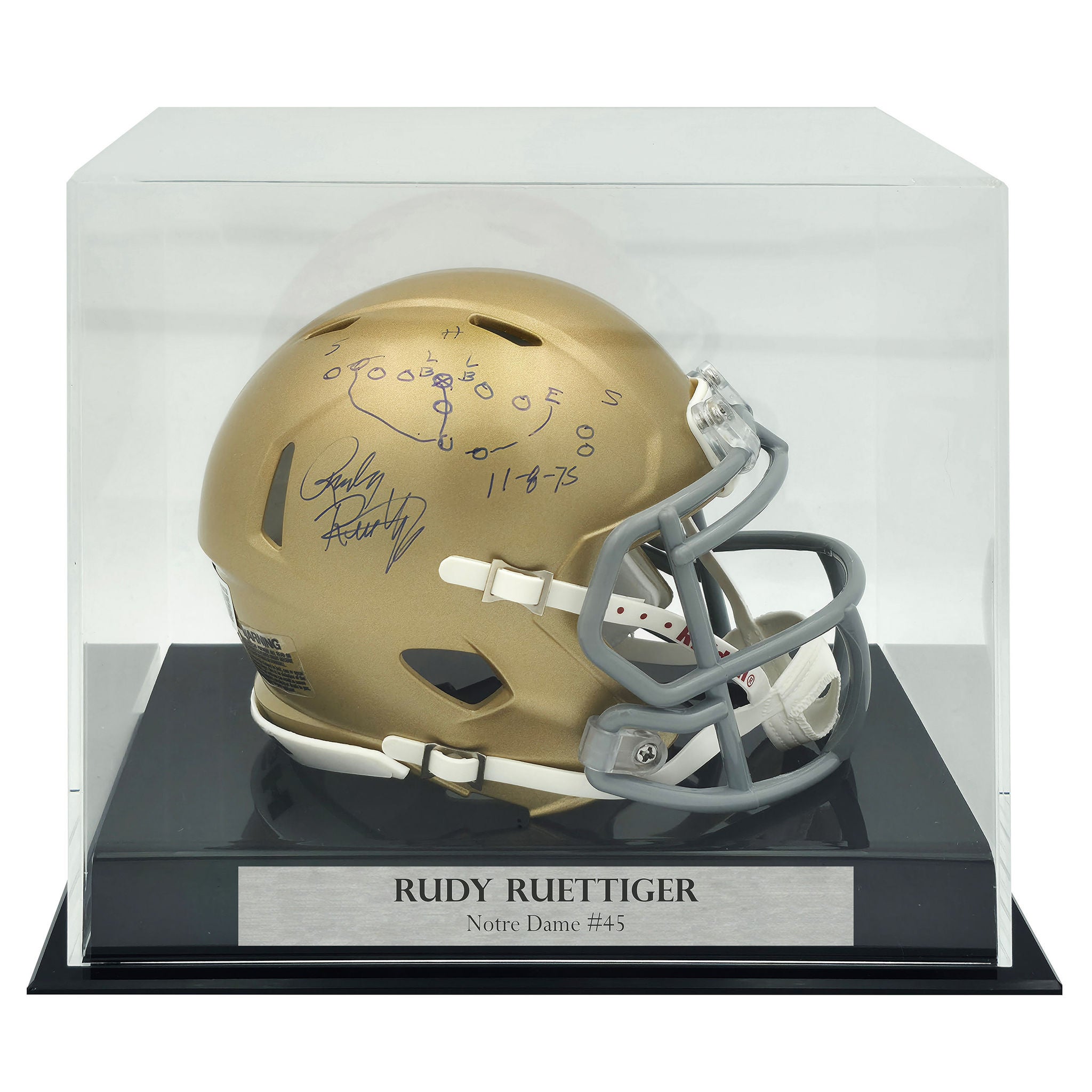 Rudy Ruettiger Autographed Notre Dame Fighting Irish Gold Speed