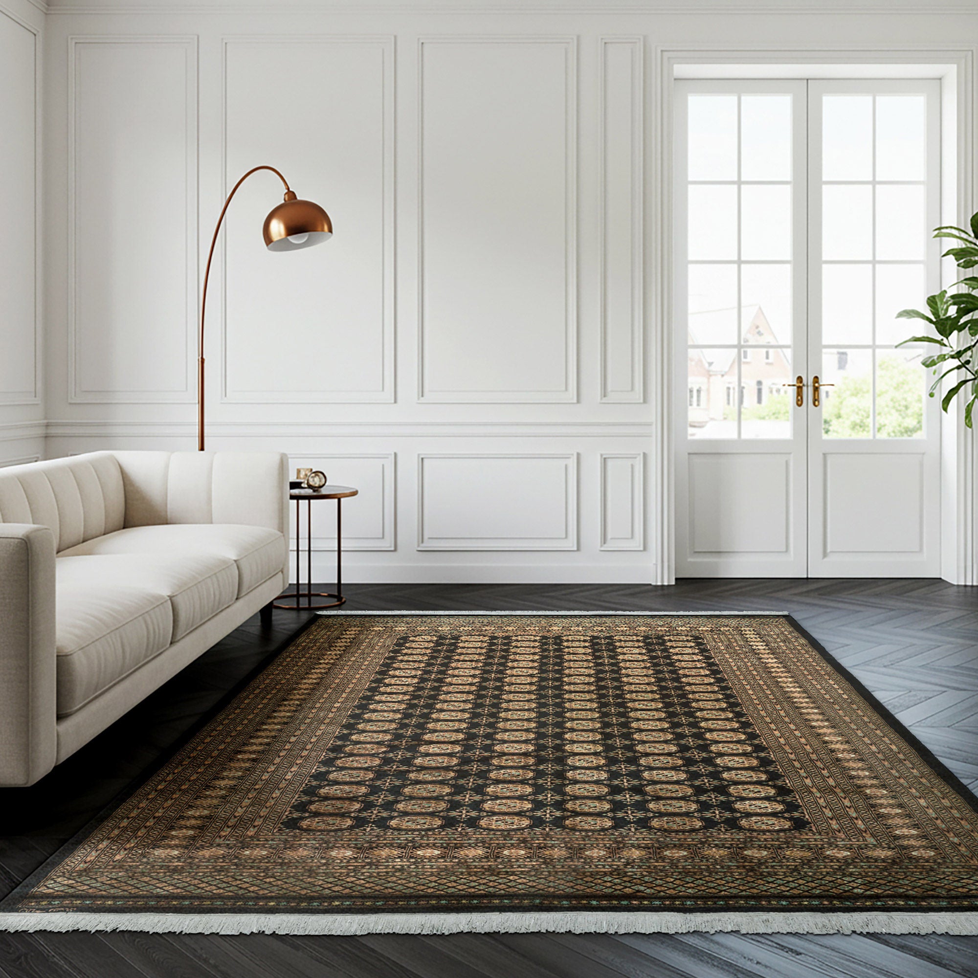 Pakistani Hand Knotted Rug Collection, Classic Bukhara Kuba Black