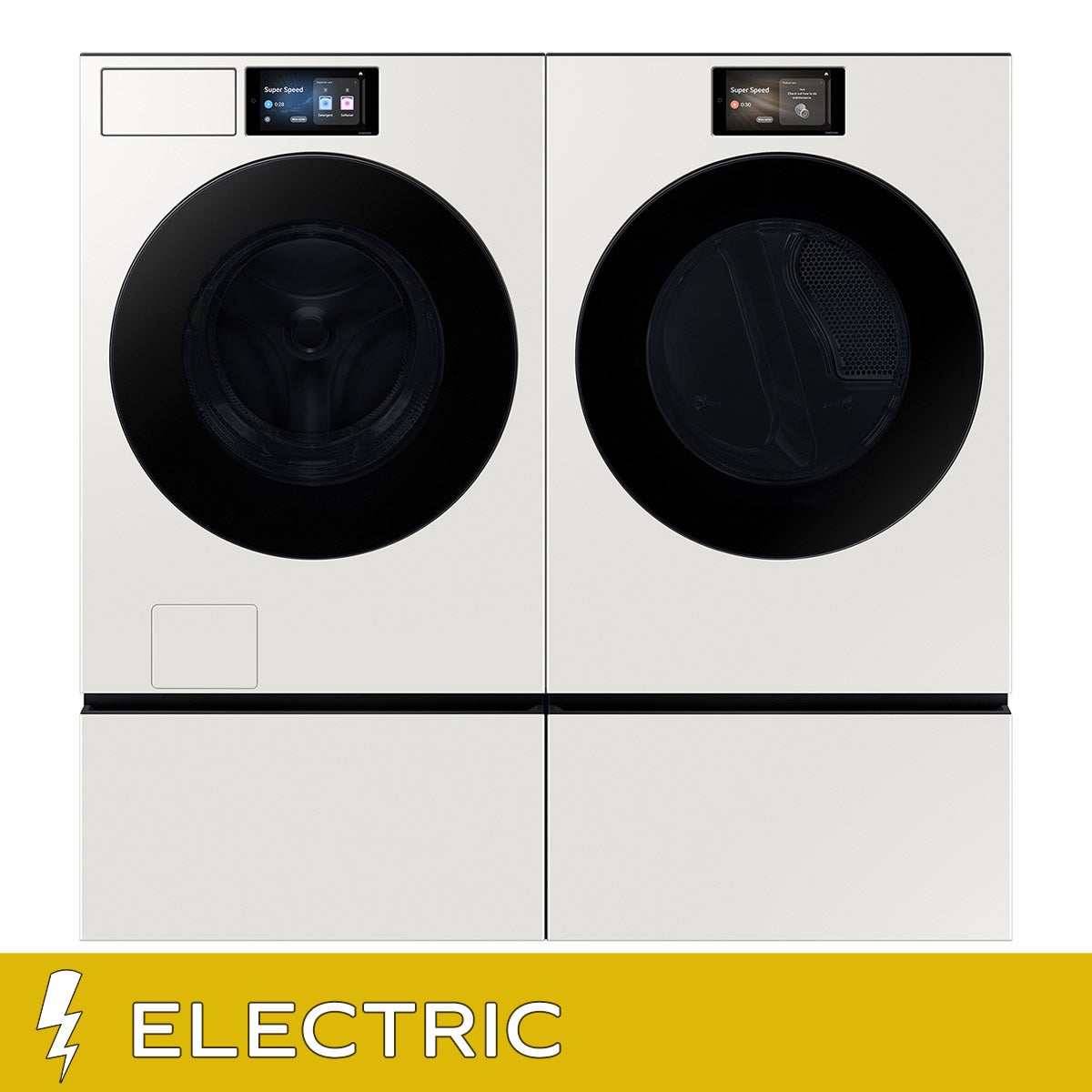 Samsung 5.3 cu. ft. Bespoke AI Front Load Ultra Capacity Washer and 7.6 cu. ft. Bespoke AI Ultra Capacity Front Load ELECTRIC Dryer with AI Home