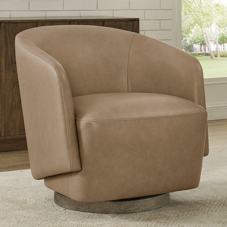 Henredon Murphy Leather Swivel Chair, Light Brown | Costco