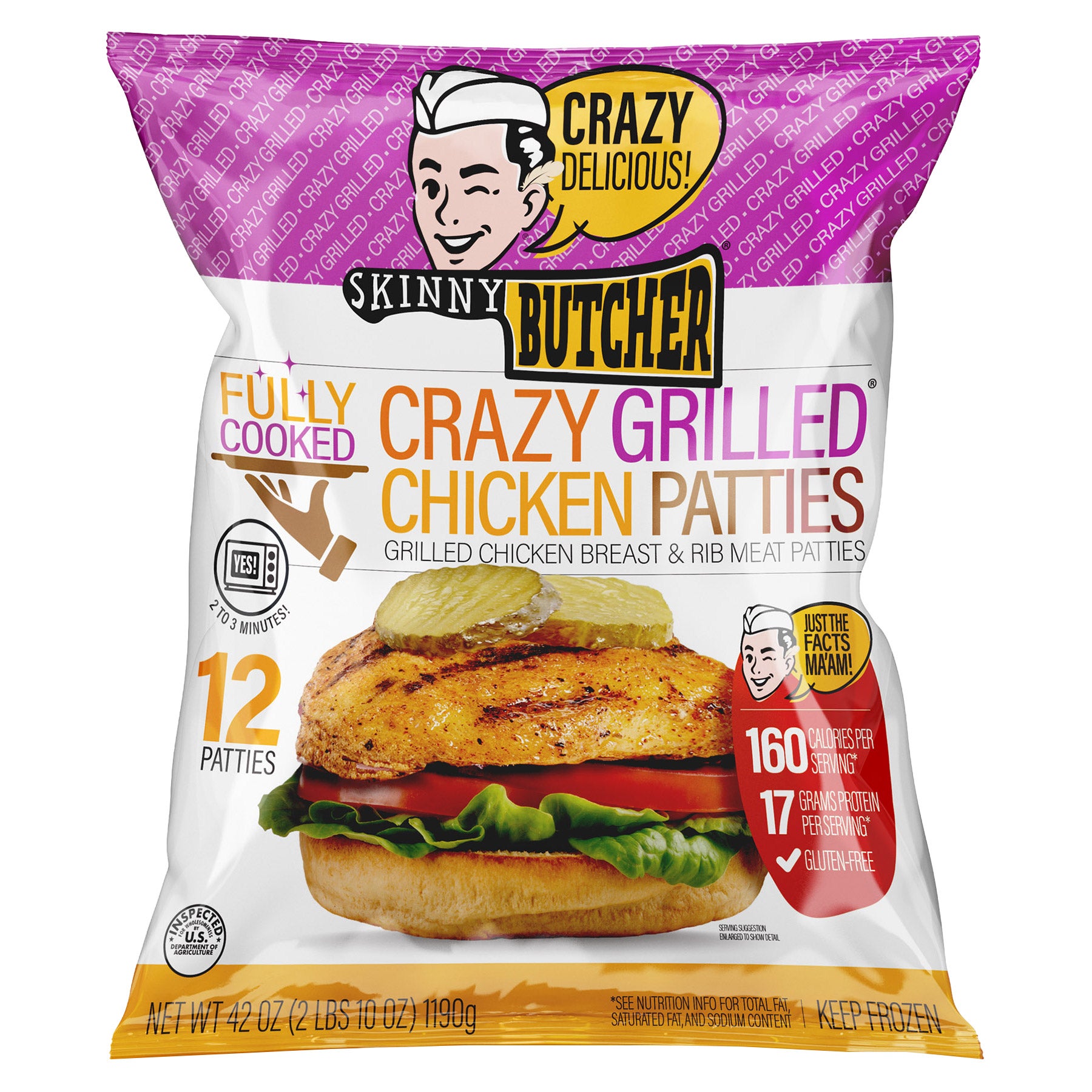 THE SKINNY BUTCHER CRAZY GRILLED CHICKEN 2.625 POUND BAG