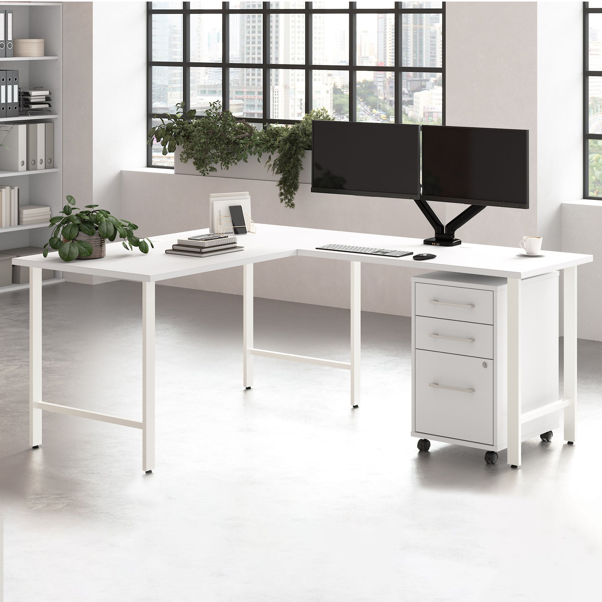 ハイグロスデスク Bush Furniture Office Pro Havin 3-piece L-shaped Workstation | Costco