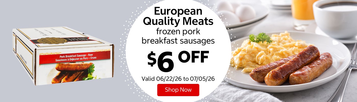 European Quality Meats frozen pork breakfast sausages $6 OFF Valid 06/22/26 to 07/05/26 Shop Now 