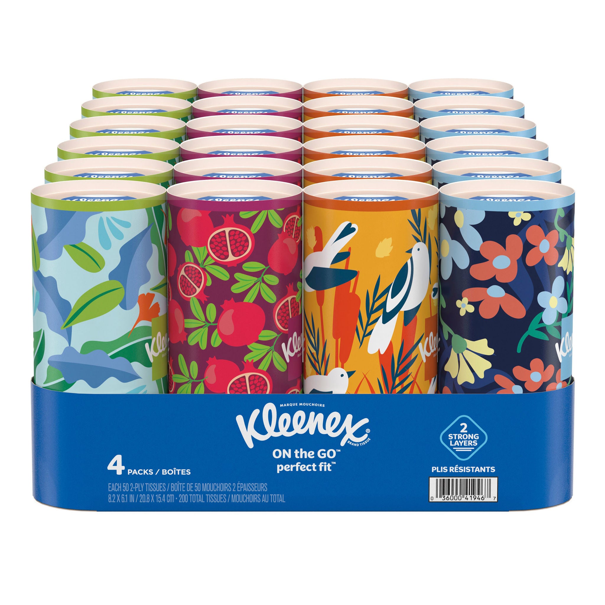 Kleenex On the Go Perfect Fit Facial Tissue, 2-Ply, 50-count, 24