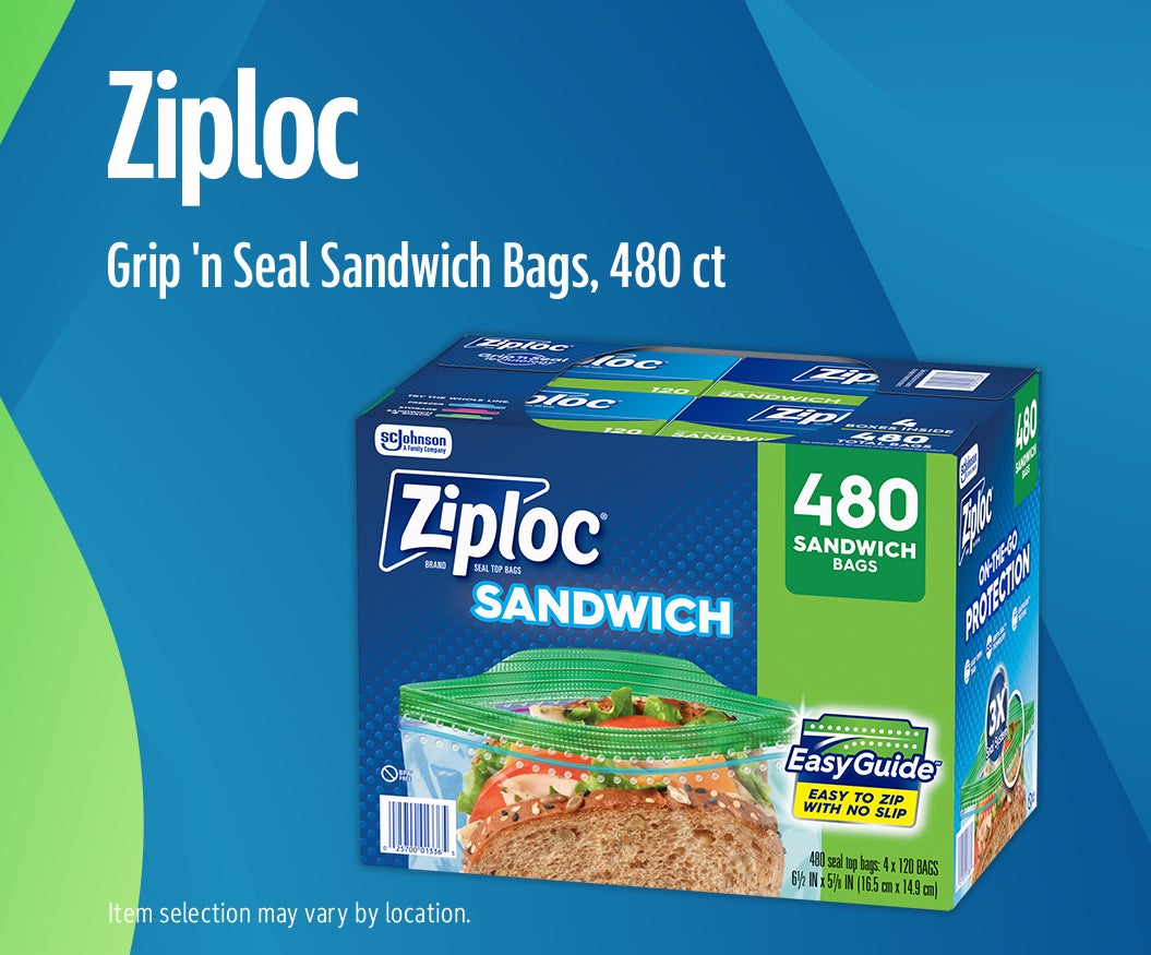 Ziploc Grip 'n Seal Sandwich Bags, 480 ct