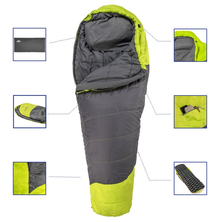 Cascade Mountain Tech 30-Degree Mummy Sleeping Bag with pillow