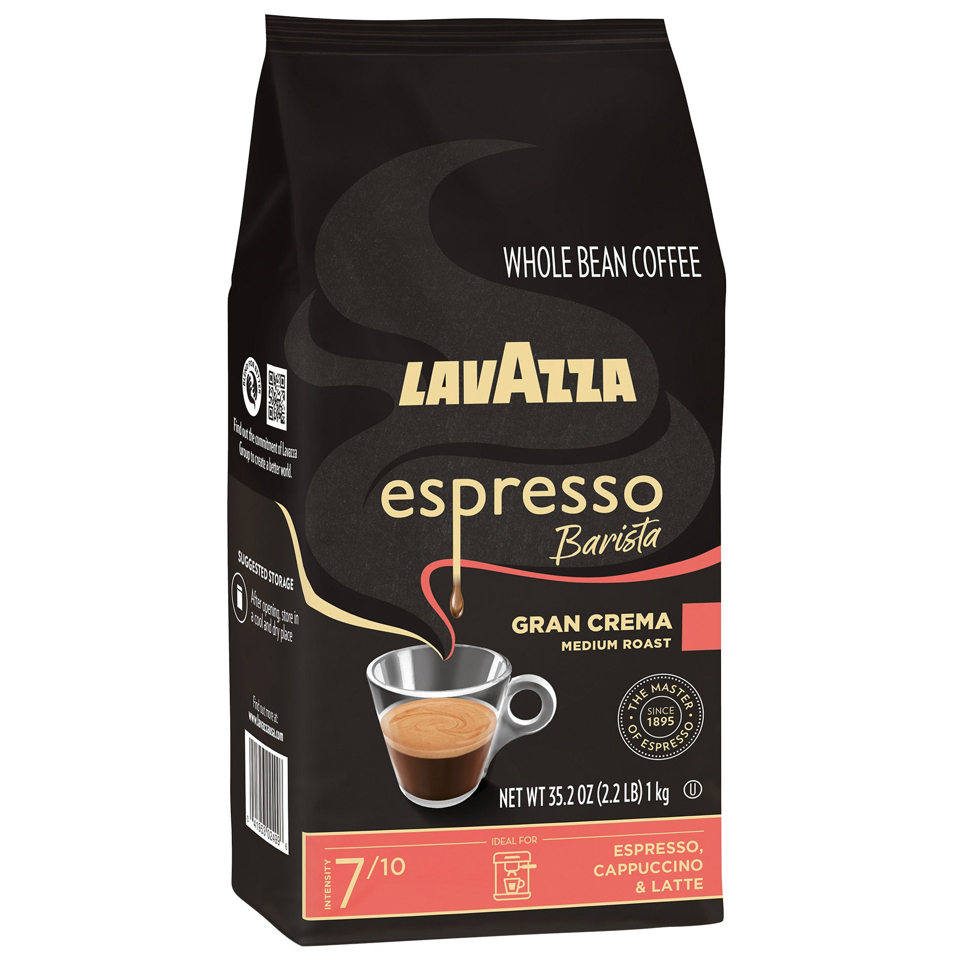 コーヒー LAVAZZA Lavazza Espresso Gran Crema Whole Bean Coffee, Medium, 2.2 lbs