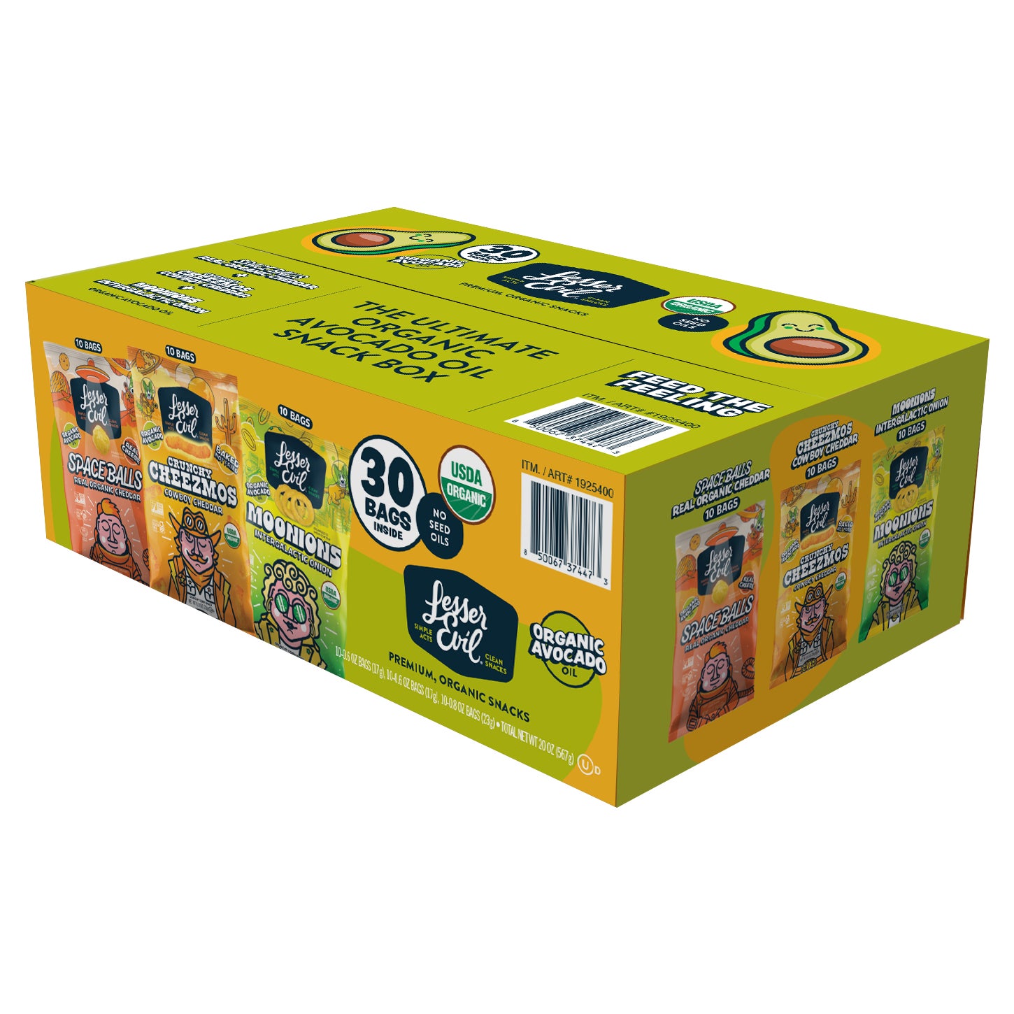 LesserEvil Organic Avocado Oil Popcorn, Variety Pack, 30 ct | Costco