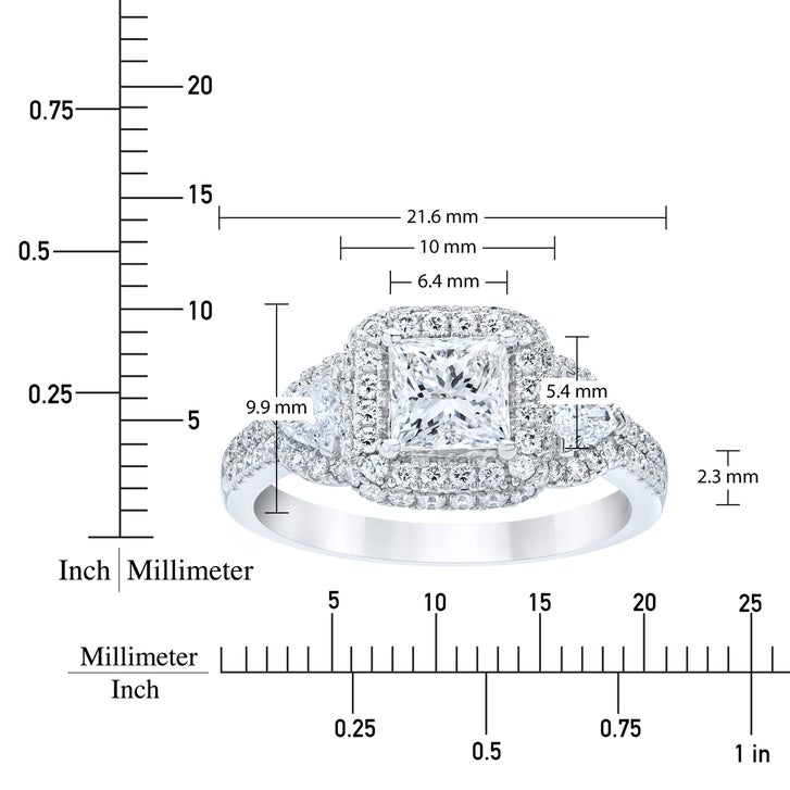 Princess Cut & Round Brilliant 1.85 ctw VS2 Clarity, I Color Diamond ...