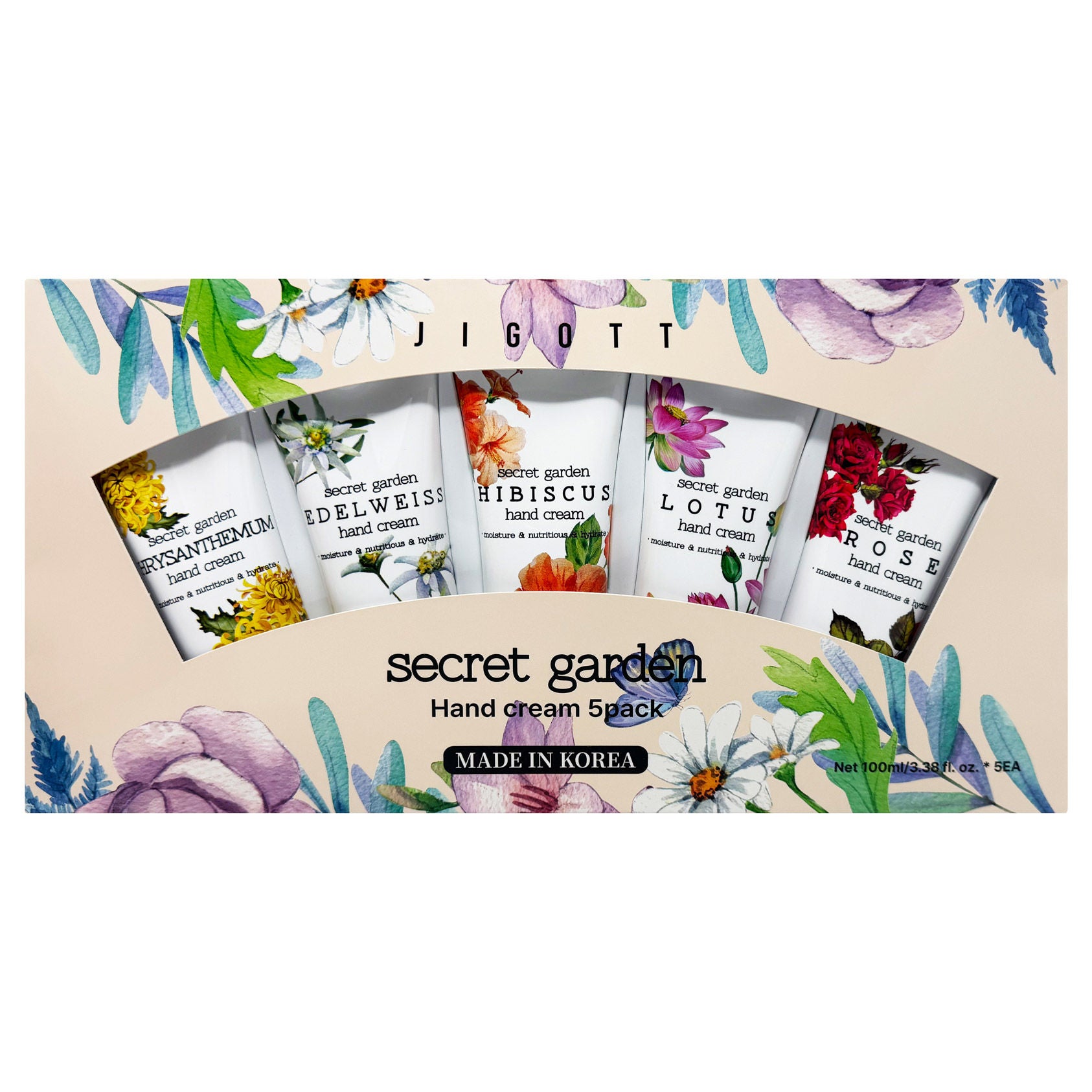 Jigott Secret Garden Hand Cream, 3.38 fl oz, 5-pack | Costco