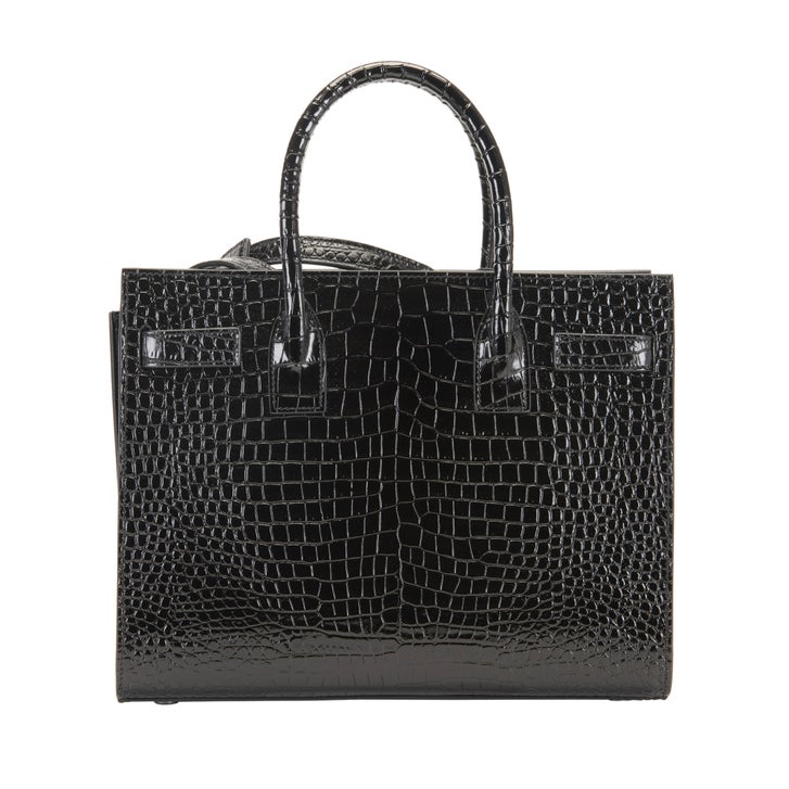 YSL Croc Embossed Sac De Jour Bag, Black | Costco