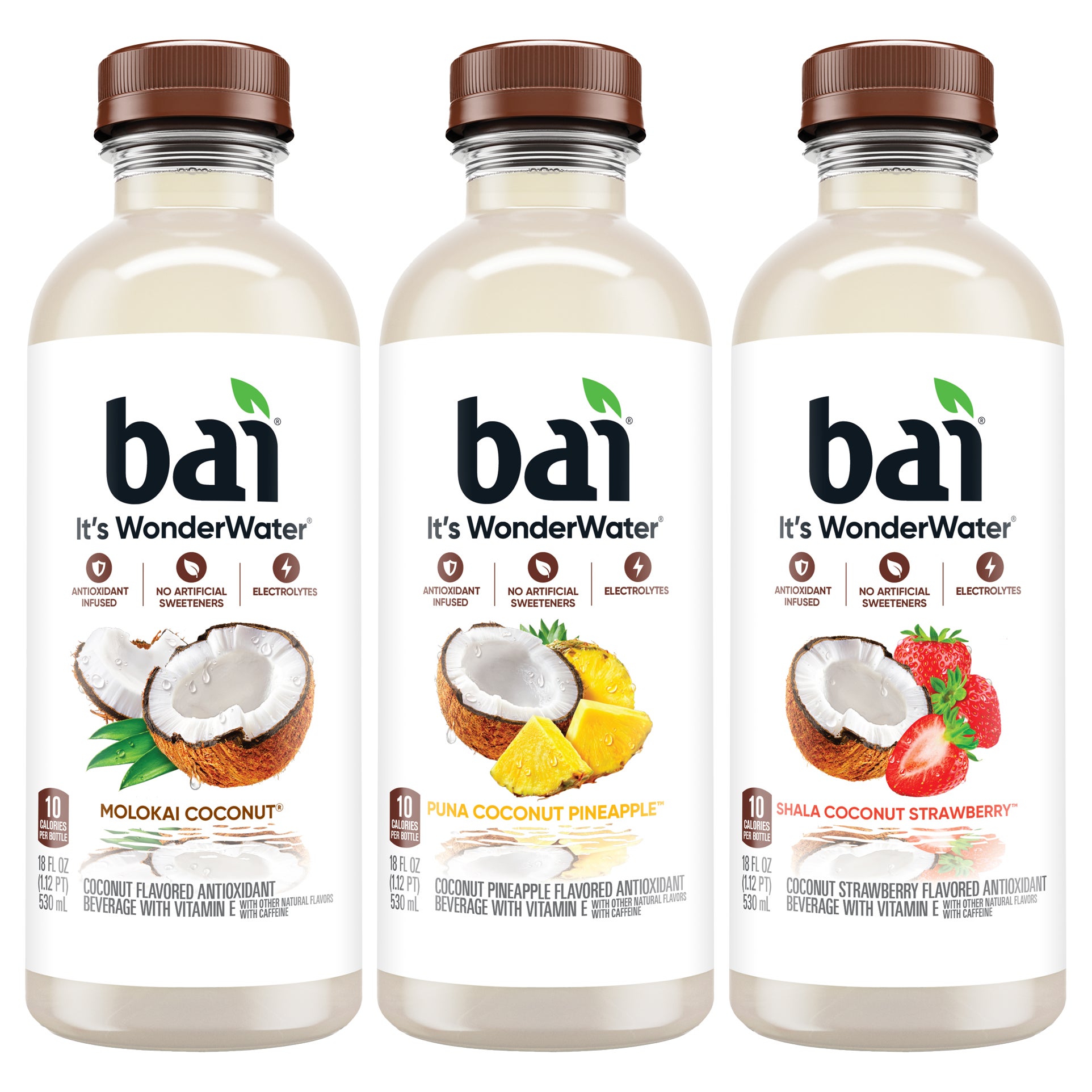 Bai Antioxidant Beverage, Coconut Variety Pack, 18 fl oz, 15-count