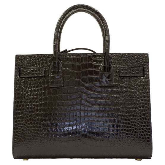Yves Saint Laurent Baby Sac De Jour Croc Embossed Satchel, Black