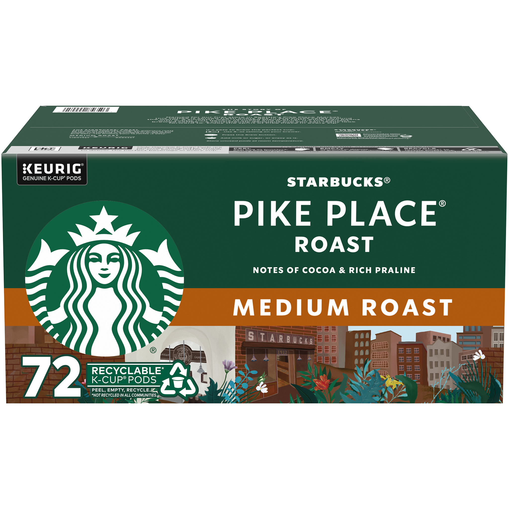 Starbucks Pike Place Coffee, Medium Roast, Keurig K-Cup Pods, 72