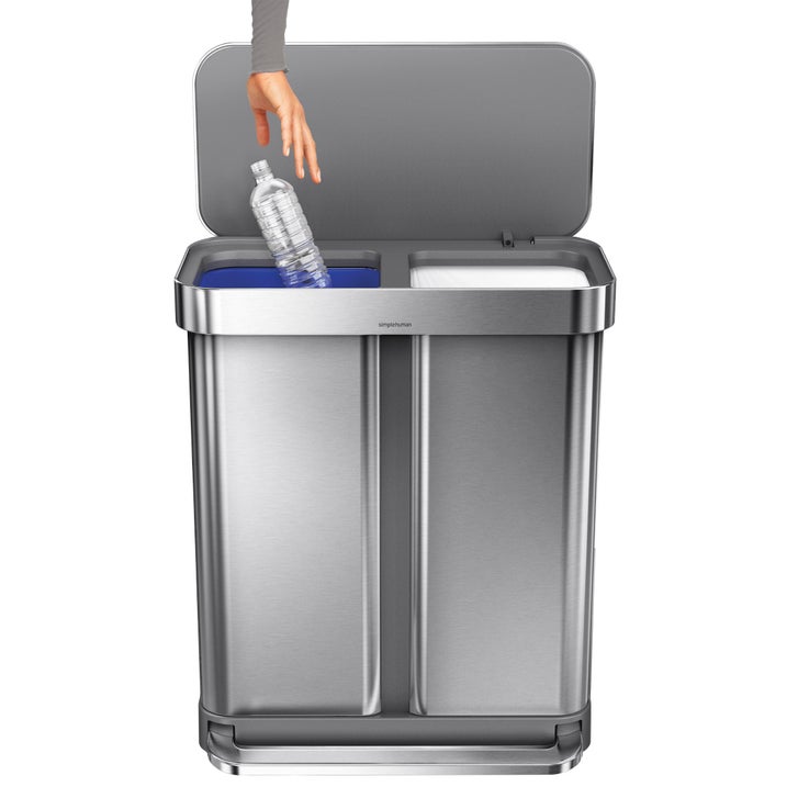 simplehuman 58L Dual Compartment Step Can with Compost Caddy and