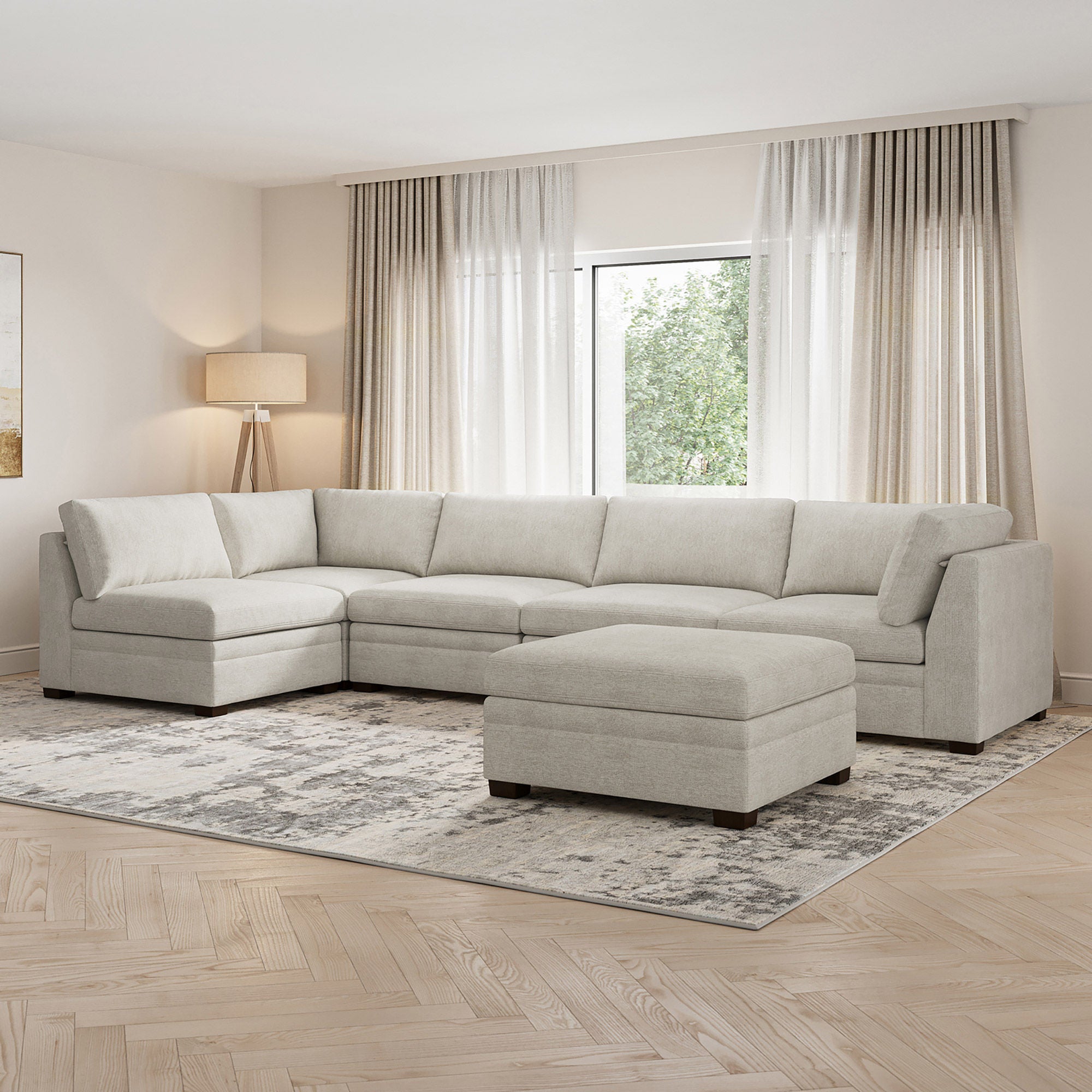  Thomasville Tisdaleモジュラーソファ 6ピース Thomasville Tisdale Modular Sectional 6-piece Taupe with Storage