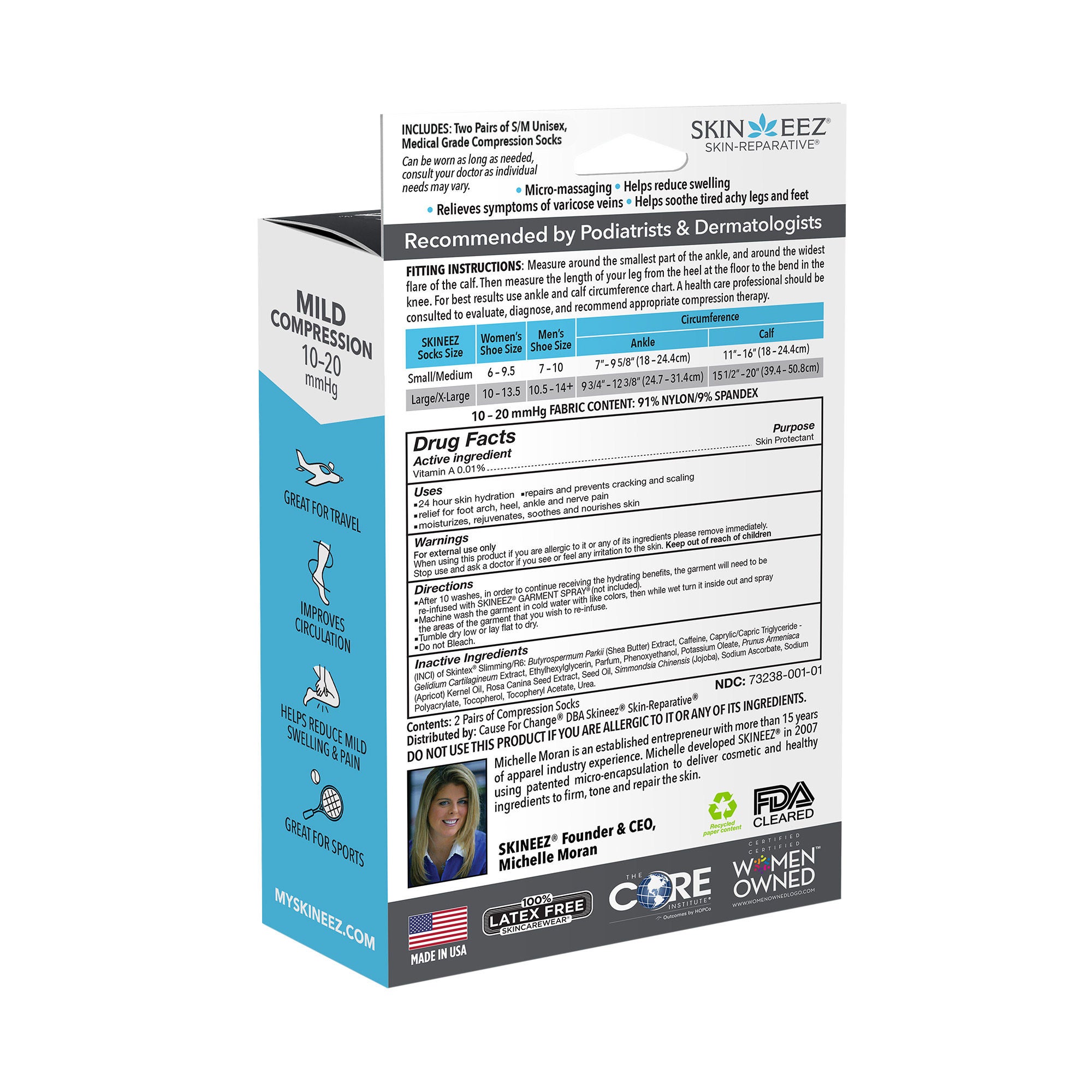 Skineez Medical Grade Advanced Healing Compression Socks, 2-Pack