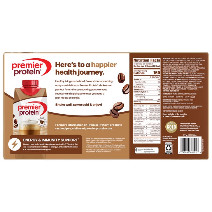 Premier 30g Protein PLUS Energy and Immune Support Shakes, Cafe