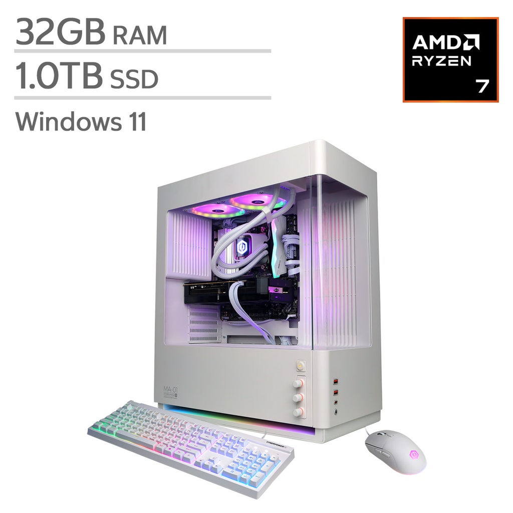 新品☆Ryzen 7 9700X 32GB 1TB ホワイトカスタムPC CyberPowerPC Gamer Supreme Gaming Desktop, AMD Ryzen 7 9700X
