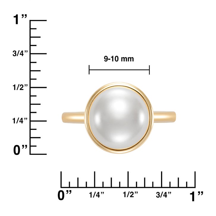 Freshwater Cultured 9-10mm Pearl 14kt Yellow Gold Bezel Ring | Costco