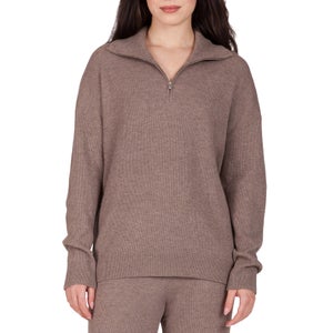 TKEES Women's Quarter Zip Rib Sweater