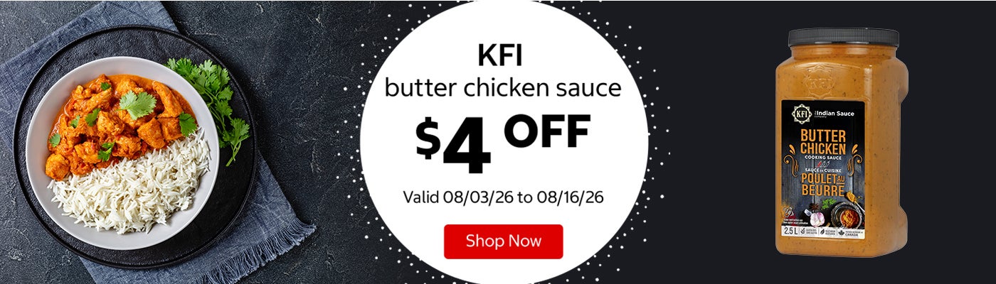 KFI butter chicken sauce $4 OFF Valid 08/03/26 to 08/16/26 Shop Now 