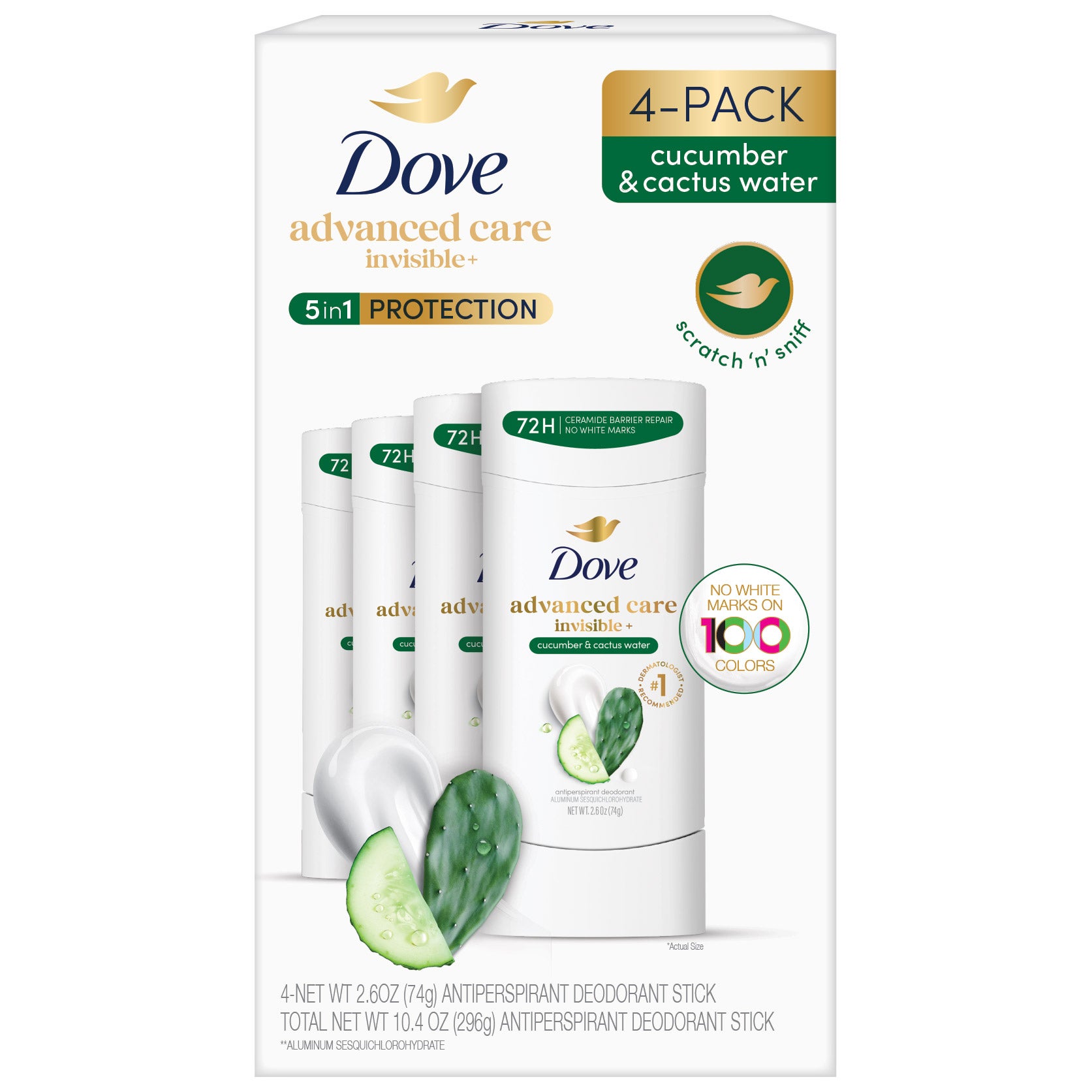 Dove Advanced Care Invisible+ Deodorant, 2.6 oz, 4-pack | Costco