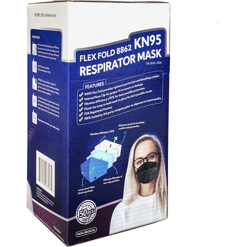 NEIGHBORHOOD フェイスマスク　ブラック　ネイビー　各色2枚　合計4枚 Flex Fold KN95 Respirator Face Mask, Black, 50 ct | Costco