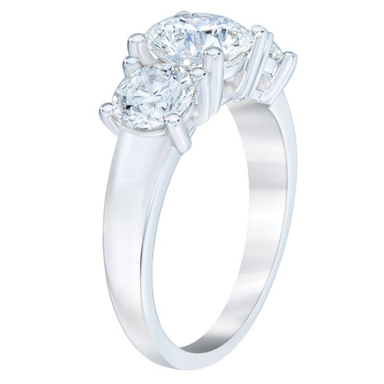 Round Brilliant 3.36 ctw VS1 Clarity, G Color Diamond Platinum Three ...