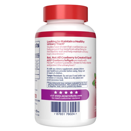 AZO Cranberry Urinary Tract Health 500 mg, 220 Softgels | Costco