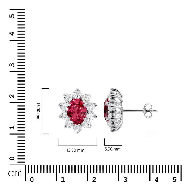 Oval Cut Ruby & Diamond 18kt White Gold Earrings | Costco
