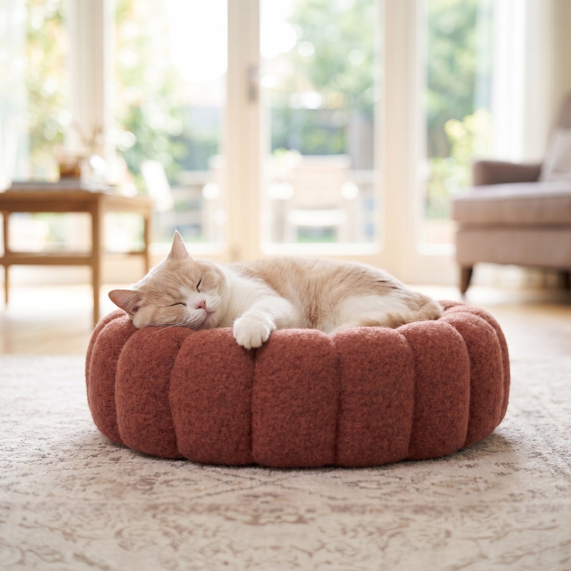PawsPik 3-in-1 Convertible Plush Cave and Donut Bolster Pet Bed
