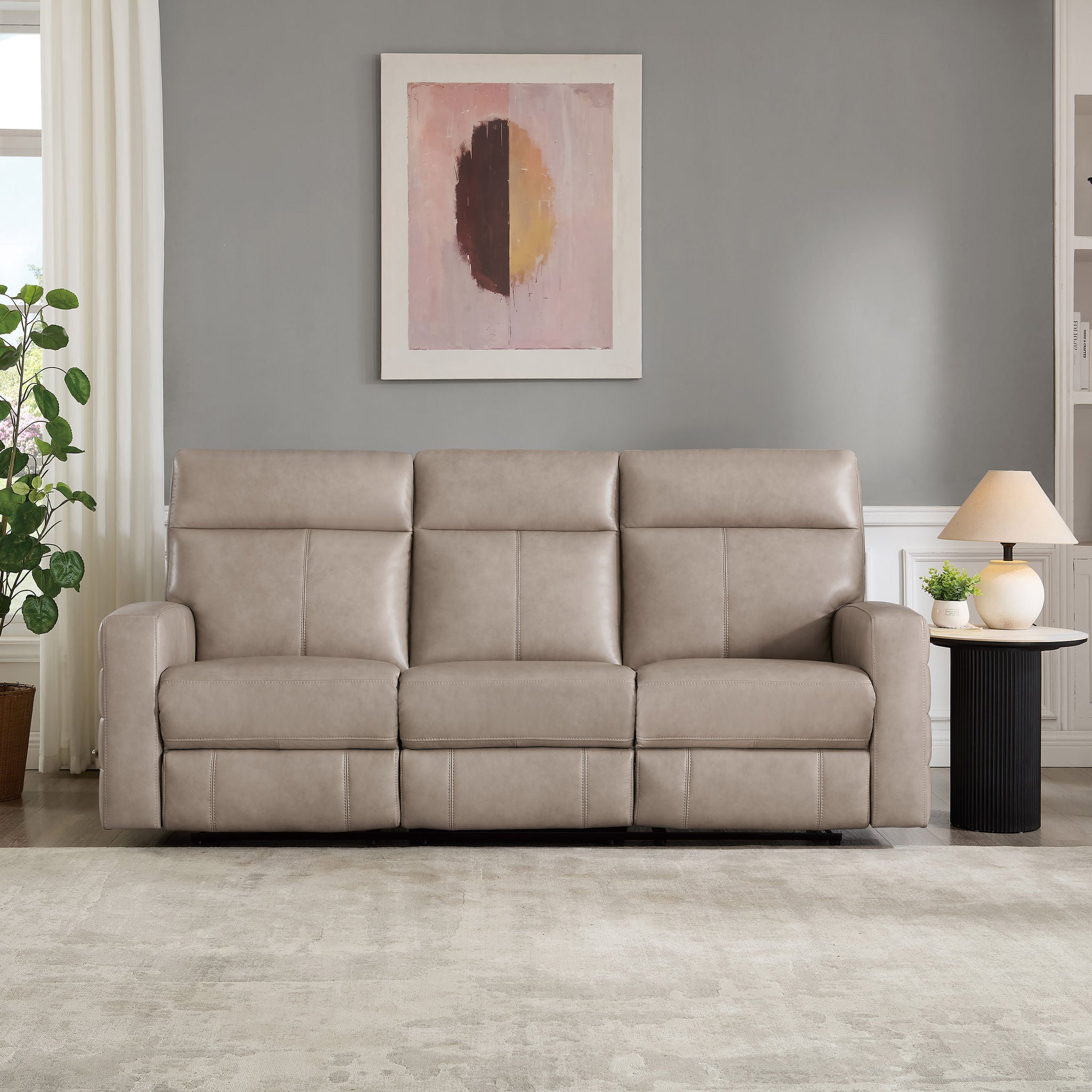 Prospera Home Jacklyn Top Grain Leather Manual Reclining Sofa | Costco