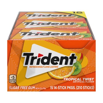 Trident Sugar Free Gum, Tropical Twist, 14-count, 15-pack | Costco