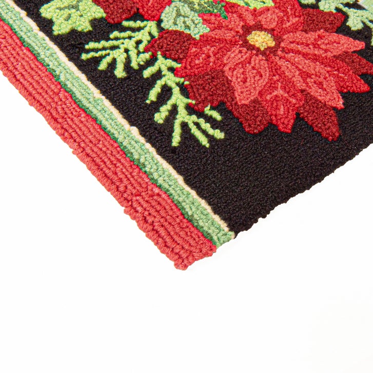 Hand Hooked Holiday Memory Foam Rug, Poinsettia | Costco