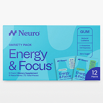 Neuro Energy and Focus Gum, Peppermint and Spearmint, 12-Packs, 72 Total Pieces