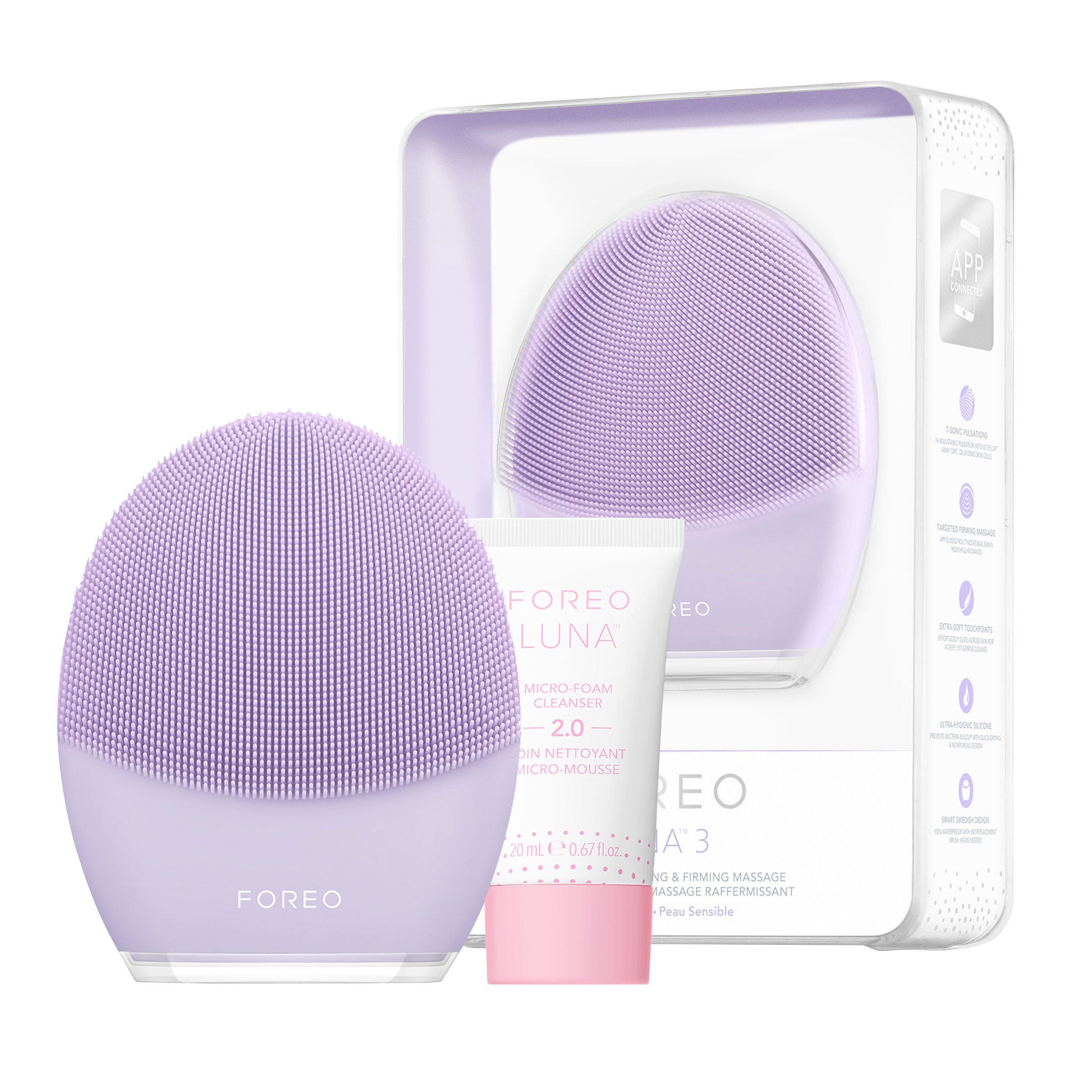 新品未使用　FOREO LUNA 3 パープル FOREO LUNA 3 Facial Cleansing & Firming Massage Device, + 0.67 fl