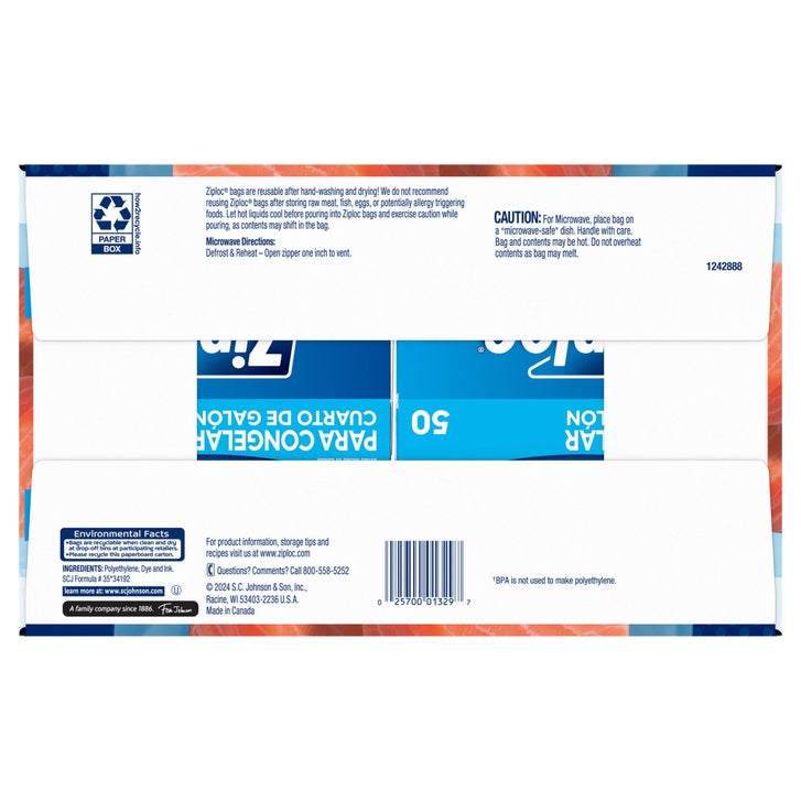 Ziploc Seal Top Freezer Bag, Quart, 200-count | Costco