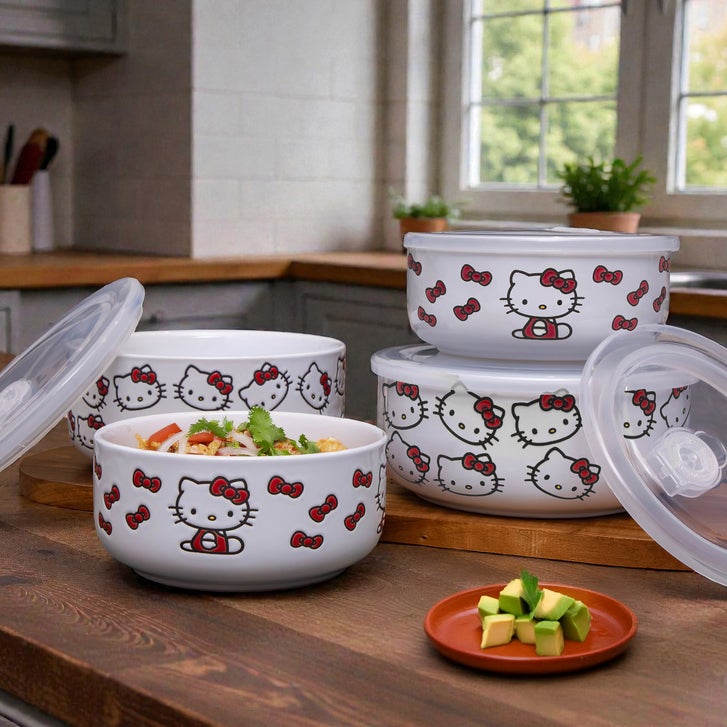 Decorated Food Storage Bowls with Venting Lids, 4-pack | Costco