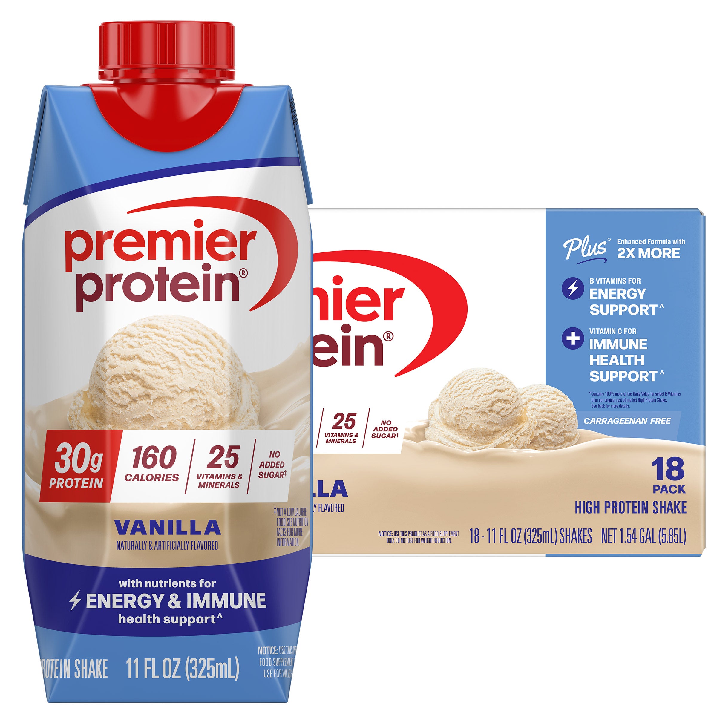 Premier 30g Protein PLUS Energy and Immune Support Shakes, Vanilla