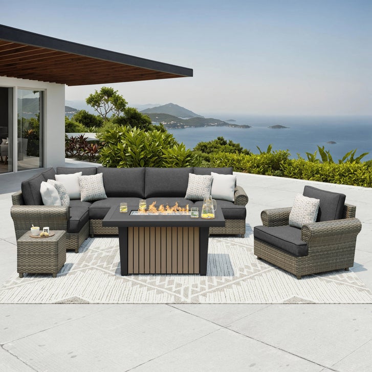 Sirio Regency 8-piece Fire Outdoor Patio Seating Set | Costco