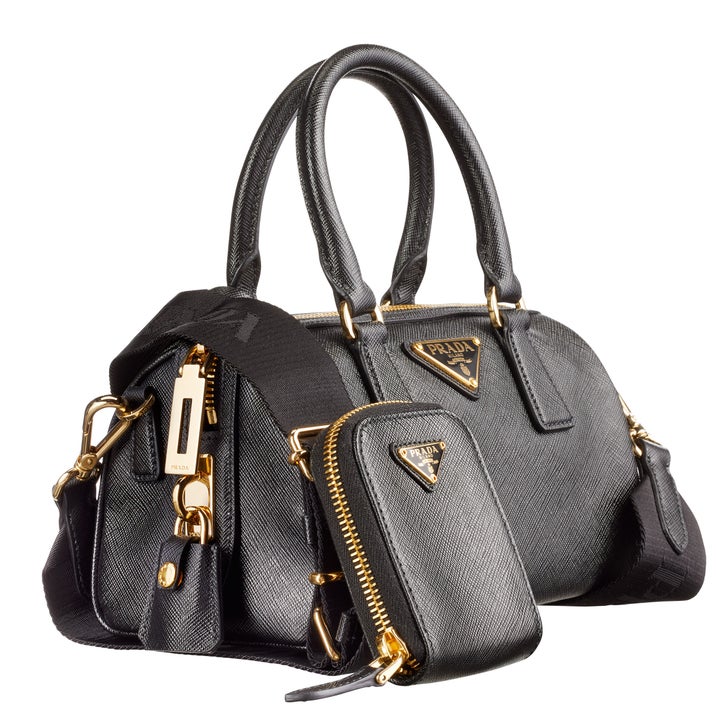 Prada Saffiano Leather Top Handle Bag, Black | Costco