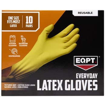 EQPT Everyday Reusable Latex Gloves, One Size, Yellow, 10 pairs | Costco