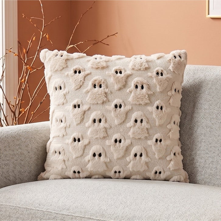 Halloween Embroidered Faux Fur Pillow | Costco