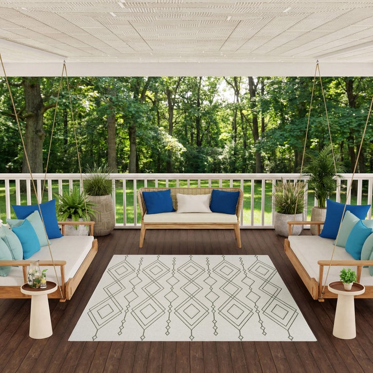 Costco Patio Rug Nourison Garden Spring Indoor/Outdoor Rug, Frostline, 7'10” x 9'10 ...
