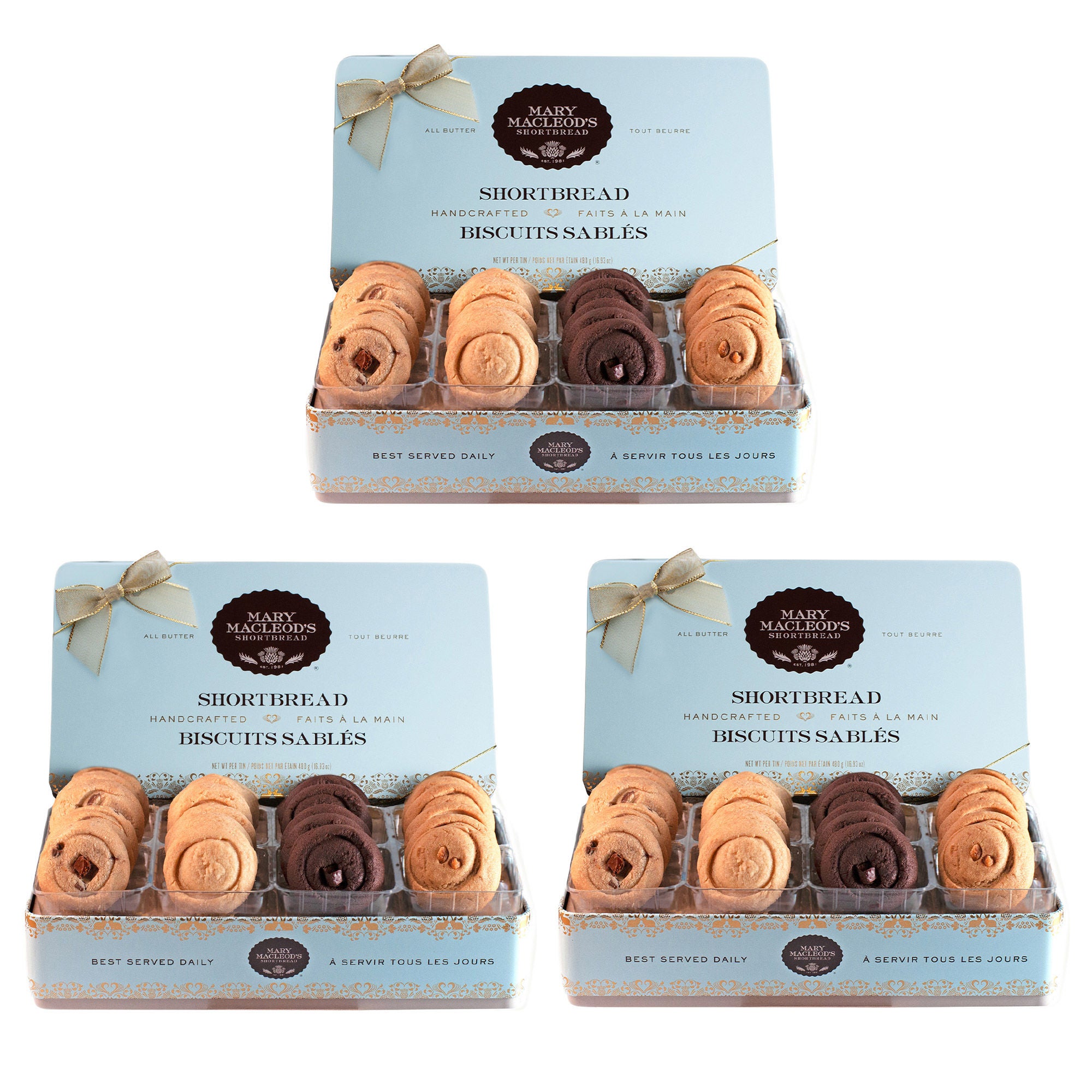 Mary Macleod's Shortbread, Variety Tin, 3-pack, 24 cookies per tin