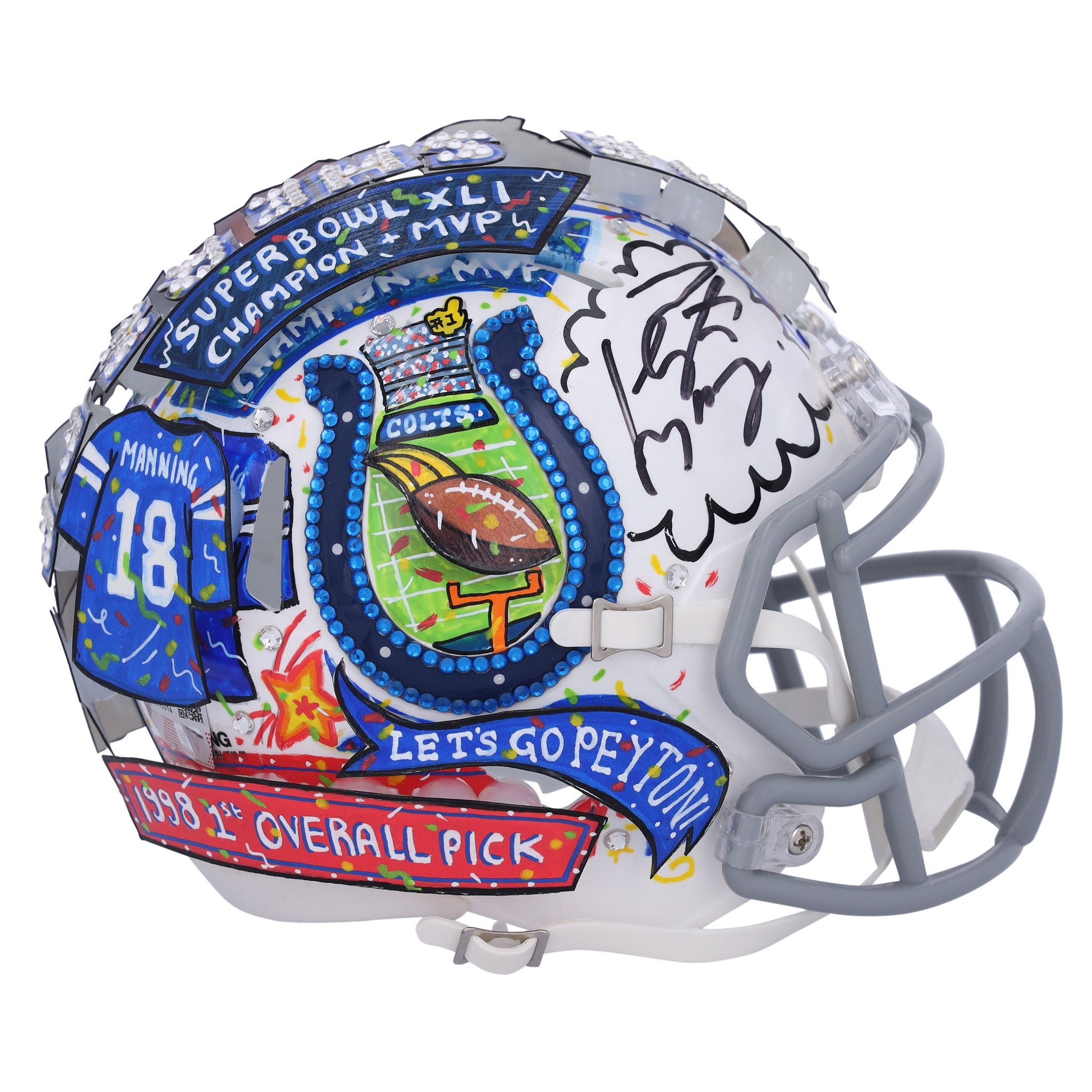 colts football helmet signed Peyton Manning Indianapolis Autographed Riddell Eclipse Alternate Speed Authentic It features eye Peyton Manning Indianapolis Colts Autographed
