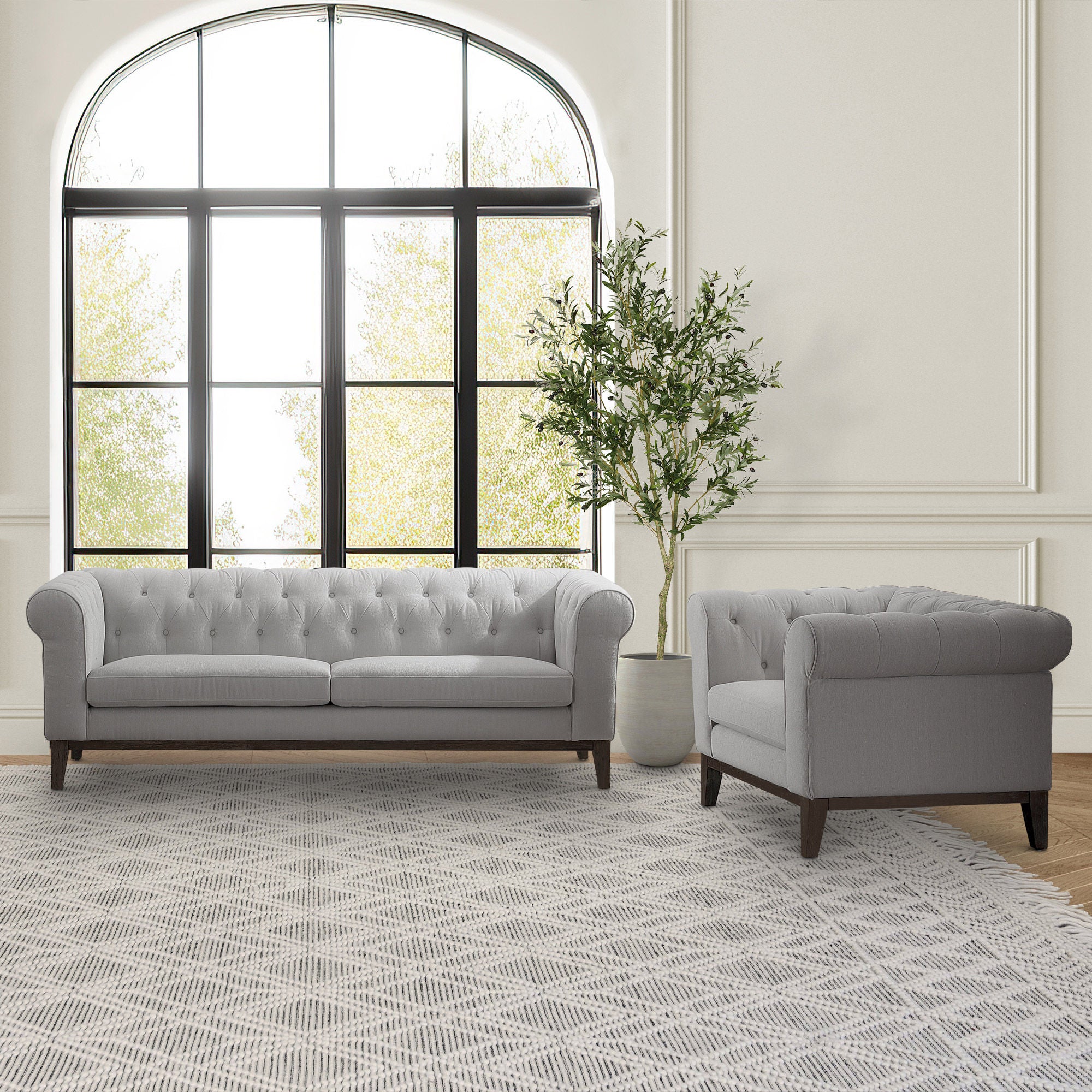 Gwen Fabric Chesterfield 2-piece Set, Sofa and Chair | Costco